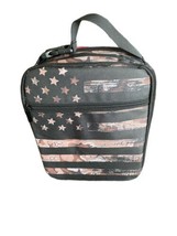 Camo Patriotic Insulated Lunch Bag Tote Red Leakproof Multiple Pockets Side Zip - $21.78