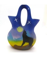 Wedding Vase With Wolf Howling At Moon Design - Double Spout - Hand-Pain... - €11,85 EUR