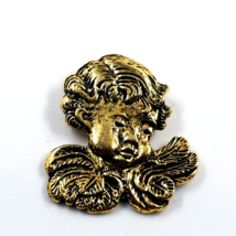 VTG Signed Roman 90 Child Cherub? Face Gold Tone Lapel Pin Tie Tack - £7.47 GBP