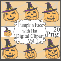 Pumpkin Face with Hat Digital Clipart Vol. 1 - £0.99 GBP