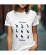 Life Is Better With Dogs |Dog Lover Tee | Dog Mom | Dog Shirt | Blue Colors - $20.00+