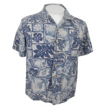 Batik Bay vintage Men Hawaiian camp shirt p2p 20 S aloha luau tropical blue silk - £19.54 GBP