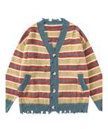 Men&#39;s Striped V-Neck Button Up Cardigan - $175.40 CAD