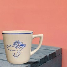Vintage Starbucks 4-Mugs Cherub Angel 1994 Design By Rosanna Blue & White Cups - $78.21
