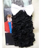Instant Tux Black Ruffled Fake Shirt Front White Bow Tie 80s Prom Weddin... - €10,92 EUR