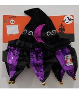 Fang Tastic Halloween Witch Hat &amp; Stretch Pet Collar Set, Black/Purple S... - $22.21 CAD