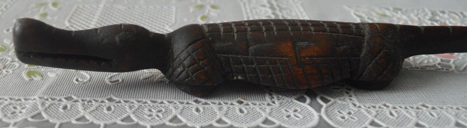 Primary image for Lovely Elongated Wooden Crocodile, Hand Made, 11.5” long