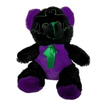 Puli Halloween Black Purple Bat Teddy Bear Plush Stuffed Animal 8&quot; - £21.81 GBP