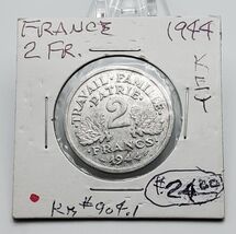 France  Coin 2 Francs 1944  KM# 904.1 ~ Circulated - $2.96