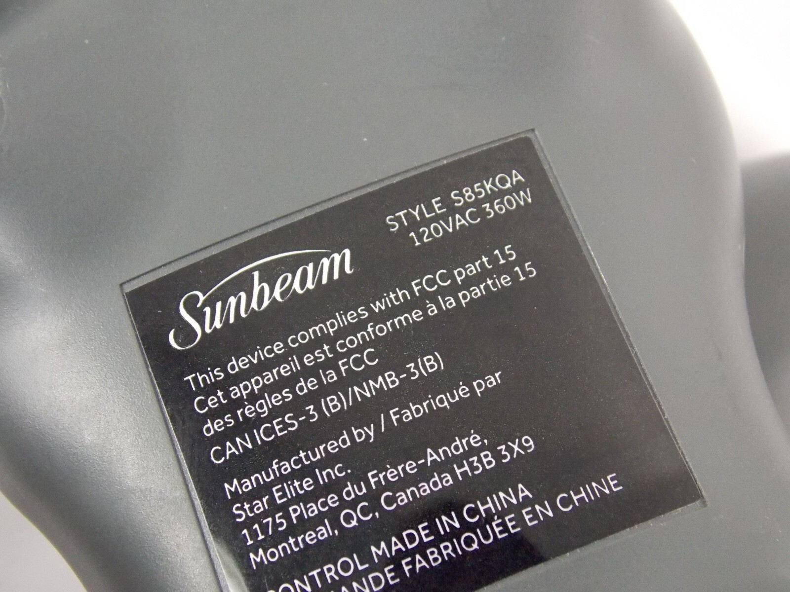 Sunbeam P/N: 191333 Style: S85KQA Electric Blanket Dual Heat Controllers Item image 3