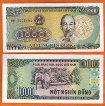 VIETNAM / VIET NAM 1988 UNC 1000 Dong Bill P-106a Ho Chi Minh, Elephant, logging - £0.78 GBP