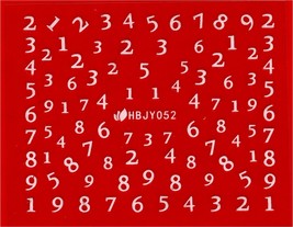 Nail Art 3D Decal Stickers Writing Golden Color Digits White HBJY052 - $63.18 MXN