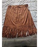 French Laundry 3X Brown Fringe Skirt-Brand New-SHIPS N 24 HOURS - $640.40 MXN