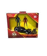 The Flash Movie Flash and Batman With Batcycle 3 Pack Figures Set Spin M... - £16.91 GBP