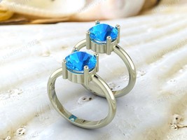 Blue Swiss Topaz 925 Sterling Silver Handmade Unique Gift Women Ring Jewelry - £39.65 GBP