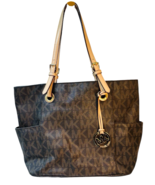 MICHAEL KORS Brown Large Leather Top Zip Logo Tote Shoulder Bag, MINT CO... - $67.17 CAD