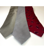 Lot Of 3 Geoffrey Bean Men’s Neck Ties 57”x4” Red Spiral Silver And Geom... - £10.31 GBP