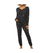 Ambrielle Women&#39;s 2 Piece Pant &amp; Shirt Pajama Set Size MEDIUM Black Tree... - £28.37 GBP
