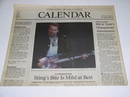 Sting The Police Calendar Newspaper Supplement Vintage 1993 Cover Rosali... - $34.99