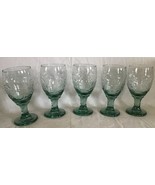 Libbey Water Goblets Set of 5 Orchard Fruits Green Glasses 16 Oz. 7”x3.2... - £27.82 GBP