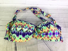 V.M. Swimwear Colorful Bikini Swim Top Tie Dye Geometric Print Women&#39;s S... - £16.27 GBP
