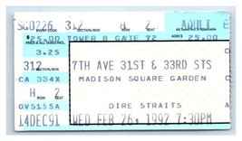 Dire Straits Ticket Stub Février 26 1992 Madison Carré Jardin New York Ville - £32.50 GBP