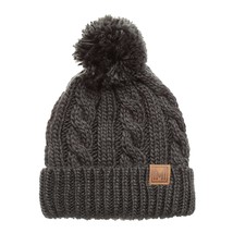 Winter Oversized Solid Color Cable Knitted Pom Pom Beanie Hat With Fleece Lining - £23.97 GBP