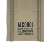 Alcohol Tea Towel funny kitchen wall hanging practical joke booze cocktail wine - £9.61 GBP