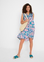 BPC @ BON PRIX Dusky Pink Floral Crinkle Summer Dress UK 14 (FM34-6) - £32.25 GBP
