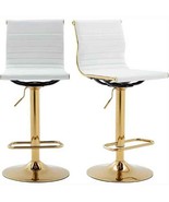 WHITE  GOLD BAR STOOLS  Set of 2 ADJUSTABLE SWIVELS - $193.05
