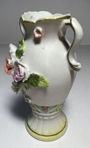 Vase Royal Crown #4902T Bisque Roses Relief Capodimonte 1970 Handles 6 I... - $28.05