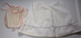 Vtg Handmade Swissdot White Baby Dress With Floral Accents &amp; Small Romper - $8.20 CAD