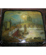 Handpainted One of a Kind Fedoskino Russian Lacquer Box &quot; OLD MOSCOW RIV... - £584.28 GBP