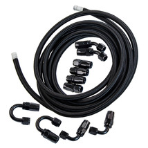 AN6 -6AN Fitting Stainless Steel Nylon Braided Oil Fuel Hose Line 16FT Kit New - £39.35 GBP