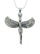 Isis Necklace Pendant Winged Goddess of Magic Egyptian 18&quot; Silver Plated Chain - £8.28 GBP