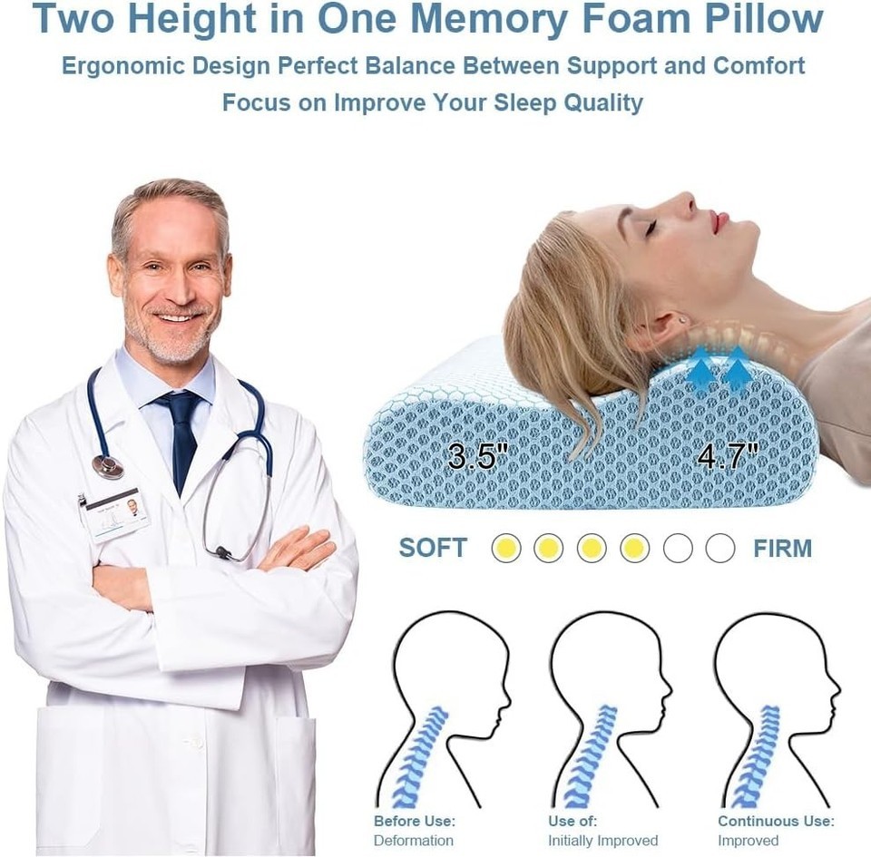 Comfortable Firm Memory Foam Neck Pillow - Machine Washable & Cooling Fabric Item image 5