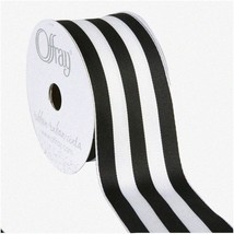 Stripe Chic 2.5&quot; Wired Grosgrain Ribbon - 25 Yards, Black &amp; - $59.39