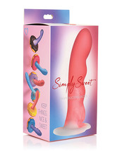 Curve Toys Simply Sweet 7&quot; Wavy Silicone Dildo - Pink/white - £18.20 GBP