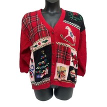 Vintage Not Ugly Christmas Sweater Cardigan Heirloom Collectibles Size XL 1996 - £19.78 GBP