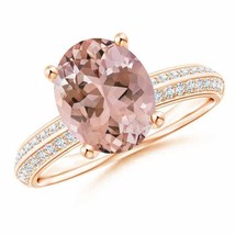 ANGARA Classic Oval Morganite Knife Edge Ring for Women, Girls in 14K Solid Gold - £1,671.16 GBP