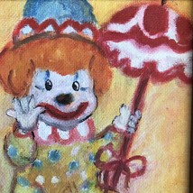 &quot;Hellos&quot; Child Clown Waving on Red Pillow by Shirley Horvath signed by Artist - £29.20 GBP