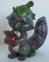 Jim Shore Figurine 2015 Masked Bandit Raccoon with Apple and Leaf Hat Gr... - $53.25