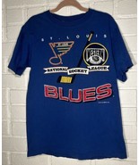 Vintage RARE St Louis Blues NHL 1993 Single Stitch T Shirt Locker Line  ... - £29.93 GBP