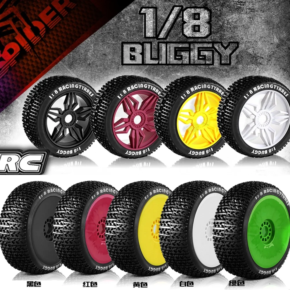 1 8 off road buggy tires wheel rims 17mm hex for 1 8 scale rc car thumb200