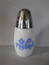 (BX-5) vintage Gemco White Milkglass Pepper Shaker - Blue Flowers - $14.00
