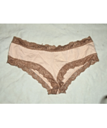 Frederick&#39;s of Hollywood Bikini Panty  Size XL  Peach with Brown Lace - $20.31 CAD