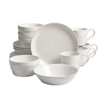 Gibson Milbrook 16 Piece Round Stoneware Dinnerware Set in White - $2,445.71 MXN