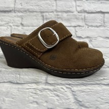 Born Brown Suede Leather Wedge Mules Clogs Womens EUR 39 US 8 M Slip On - £19.02 GBP