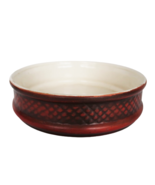 Vintage Haeger MCM ceramic red diamond pattern shallow round planter - $82.04 CAD