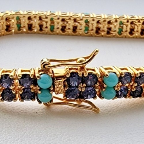 Joan Rivers 925 Sterling Silver Gold Plated Amethyst And Turquoise Bracelet At Item image 8